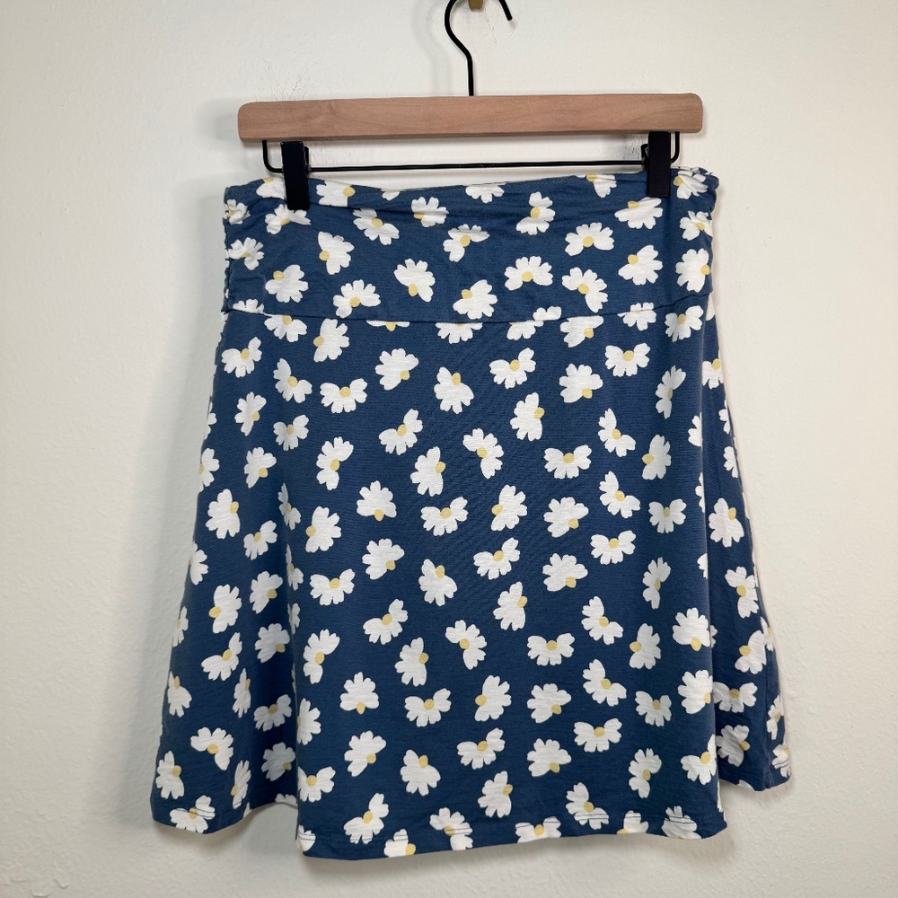 Toad & Co. Skirt Women's MD Blue White Floral Mini Outdoor Casual Summer